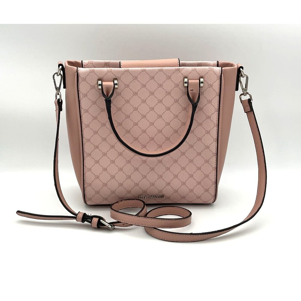 Steve Madden Crossbody Pink Faux Leather Logo BKIA Shopper Bag Straps & Handles